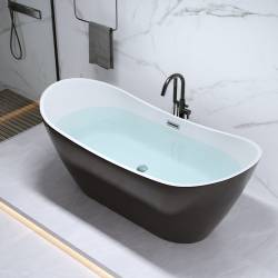 WANNA WOLNOSTOJĄCA RICA 513B CZARNA PRZELEW CHROM 160x75 CM RICA-513B-BL-160X75