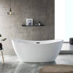 WANNA WOLNOSTOJĄCA RICA 513B BIAŁA PRZELEW CHROM 160x75 CM RICA-513B-160X75