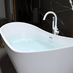 WANNA WOLNOSTOJĄCA RICA 513B BIAŁA PRZELEW BIAŁY POŁYSK 160x75 CM RICA-513B-P-WH