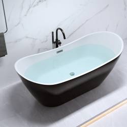 WANNA WOLNOSTOJĄCA RICA 513A CZARNA PRZELEW CHROM 150x75 CM RICA-513A-BL-150X75