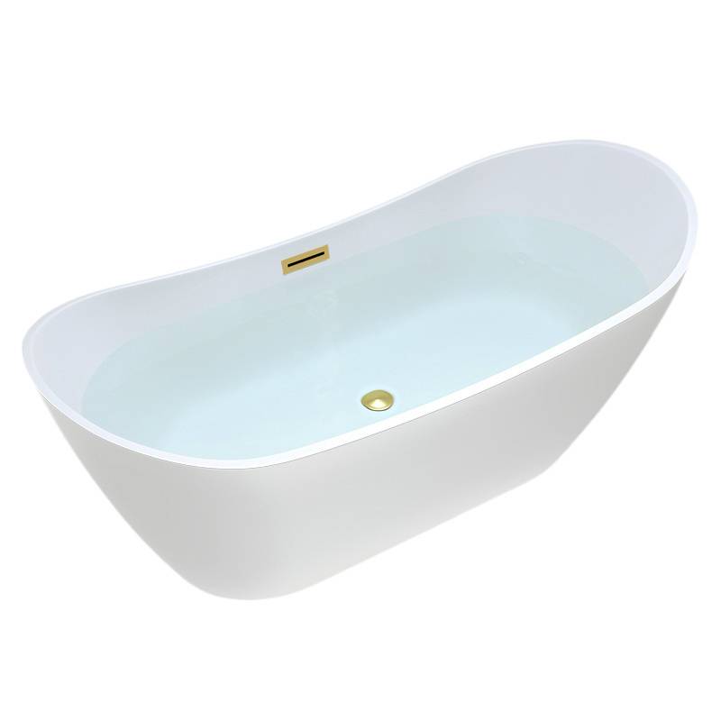 WANNA WOLNOSTOJĄCA RICA 513A BIAŁA PRZELEW ZŁOTY SZCZOTKOWANY 150x75 CM RICA-513A-P-GL-BR