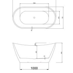 WANNA WOLNOSTOJĄCA RICA 513A BIAŁA PRZELEW ZŁOTY SZCZOTKOWANY 150x75 CM RICA-513A-P-GL-BR