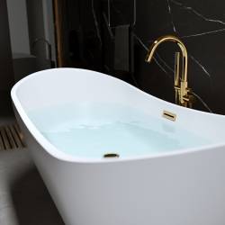 WANNA WOLNOSTOJĄCA RICA 513A BIAŁA PRZELEW ZŁOTY 150x75 CM RICA-513A-P-GL