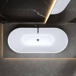 WANNA WOLNOSTOJĄCA RICA 513A BIAŁA PRZELEW CHROM 150x75 CM RICA-513A-150X75