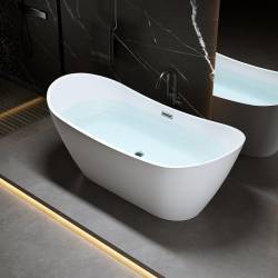 WANNA WOLNOSTOJĄCA RICA 513A BIAŁA PRZELEW CHROM 150x75 CM RICA-513A-150X75