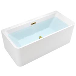 WANNA WOLNOSTOJĄCA PRZYŚCIENNA SOFIA 515A BIAŁA PRZELEW ZŁOTY SZCZOTKOWANY 140x75 CM SOFIA-515A-P-GL-BR
