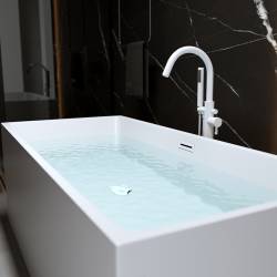 WANNA WOLNOSTOJĄCA PRZYŚCIENNA SANTA 507A BIAŁA PRZELEW BIAŁY POŁYSK 150x75 CM SANTA-507A-P-WH