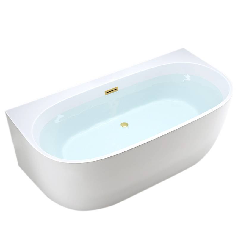 WANNA WOLNOSTOJĄCA PRZYŚCIENNA NORA 526C BIAŁA PRZELEW ZŁOTY SZCZOTKOWANY 160x85 CM NORA-526C-P-GL-BR