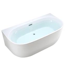 WANNA WOLNOSTOJĄCA PRZYŚCIENNA NORA 526B BIAŁA PRZELEW CHROM 150x80 CM NORA-526B-150X80