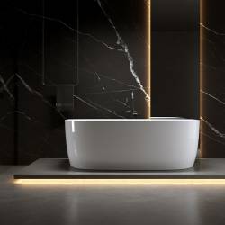 WANNA WOLNOSTOJĄCA PRZYŚCIENNA NORA 526B BIAŁA PRZELEW CHROM 150x80 CM NORA-526B-150X80