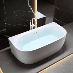 WANNA WOLNOSTOJĄCA PRZYŚCIENNA NORA 526B BIAŁA PRZELEW BIAŁY POŁYSK 150x80 CM NORA-526B-P-WH