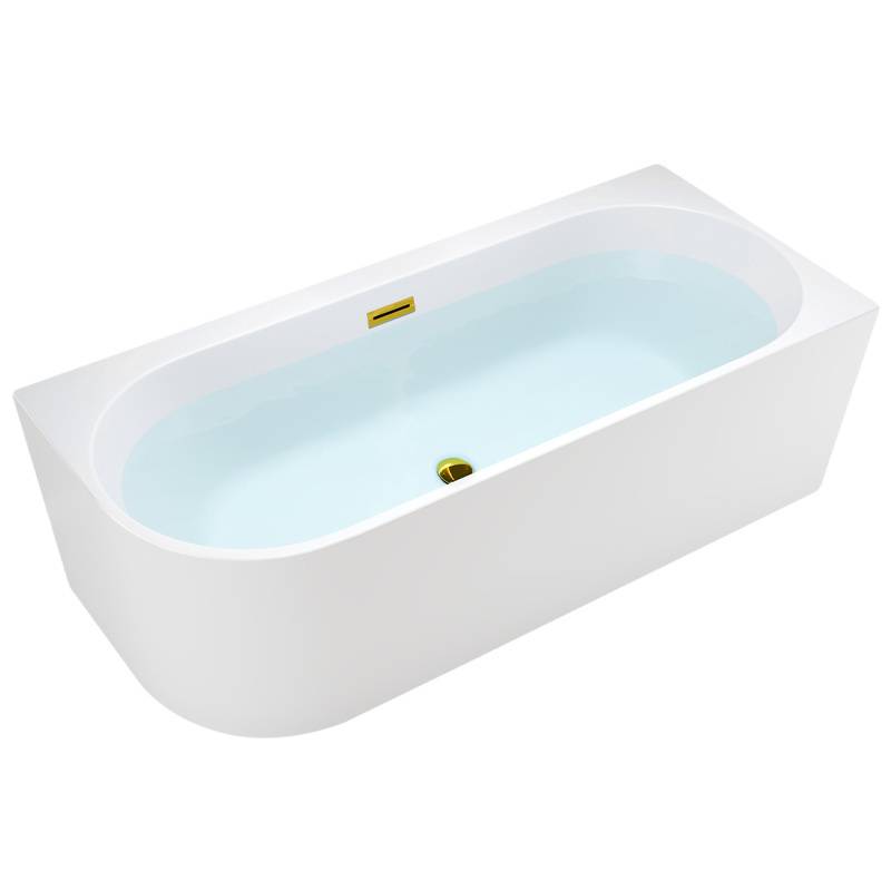 WANNA WOLNOSTOJĄCA PRZYŚCIENNA MERA 509D PRAWA BIAŁA PRZELEW ZŁOTY 170x75 MERA-509D-P-P-GL