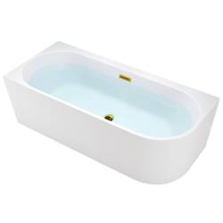 WANNA WOLNOSTOJĄCA PRZYŚCIENNA MERA 509D LEWA BIAŁA PRZELEW ZŁOTY 170x75 CM MERA-509D-L-P-GL