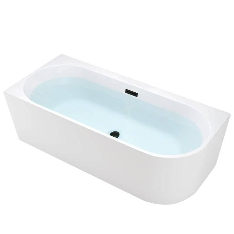 WANNA WOLNOSTOJĄCA PRZYŚCIENNA MERA 509D LEWA BIAŁA PRZELEW CZARNY 170x75 MERA-509D-L-P-BL