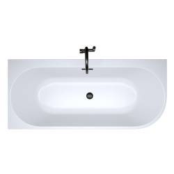 WANNA WOLNOSTOJĄCA PRZYŚCIENNA MERA 509C LEWA BIAŁA PRZELEW CZARNY 160x75CM MERA-509C-L-P-BL