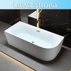 WANNA WOLNOSTOJĄCA PRZYŚCIENNA MERA 509C LEWA BIAŁA PRZELEW CHROM 160x75 CM MERA-509C-L-160X75