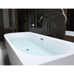 WANNA WOLNOSTOJĄCA PRZYŚCIENNA MERA 509B PRAWA BIAŁA PRZELEW CHROM 150x75CM MERA-509B-R-150X75
