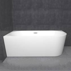 WANNA WOLNOSTOJĄCA PRZYŚCIENNA MERA 509B LEWA BIAŁA PRZELEW CHROM 150x75 CM MERA-509B-L-150X75