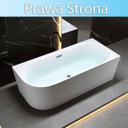 WANNA WOLNOSTOJĄCA PRZYŚCIENNA MERA 509A PRAWA BIAŁA PRZELEW CHROM 140x75 CM MERA-509A-R-140X75