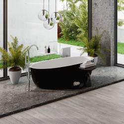 WANNA WOLNOSTOJĄCA PORTO 503A CZARNA PRZELEW CHROM 150x75 PORTO-503A-BL-150X75