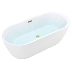 WANNA WOLNOSTOJĄCA PORTO 503A BIAŁA PRZELEW ZŁOTY SZCZOTKOWANY 150x75 CM PORTO-503A-P-GL-BR