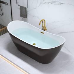 WANNA WOLNOSTOJĄCA CZARNA RICA 513A 150x75 cm AKRYL HYDROSAN PRZELEW ZŁOTY RICA-513A-BL-P-GL