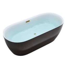 WANNA WOLNOSTOJĄCA CZARNA 150x75 CESANA 518A AKRYL ZŁOTY PRZELEW HYDROSAN CESANA-518A-BL-P-GL