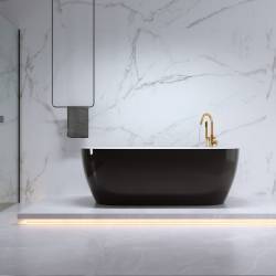 WANNA WOLNOSTOJĄCA CZARNA 150x75 CESANA 518A AKRYL ZŁOTY PRZELEW HYDROSAN CESANA-518A-BL-P-GL