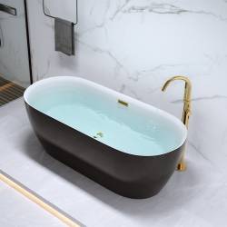 WANNA WOLNOSTOJĄCA CZARNA 150x75 CESANA 518A AKRYL ZŁOTY PRZELEW HYDROSAN CESANA-518A-BL-P-GL