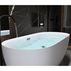 WANNA WOLNOSTOJĄCA CESANA 518C BIAŁA PRZELEW CHROM 170x75 CM CESANA-518C-170X75