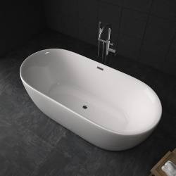 WANNA WOLNOSTOJĄCA CESANA 518C BIAŁA PRZELEW CHROM 170x75 CM CESANA-518C-170X75