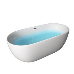 WANNA WOLNOSTOJĄCA CESANA 518C BIAŁA PRZELEW CHROM 170x75 CM CESANA-518C-170X75