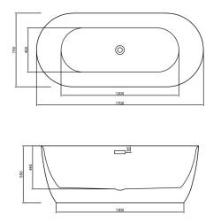 WANNA WOLNOSTOJĄCA CESANA 518C BIAŁA PRZELEW BIAŁY POŁYSK 170x75 CM CESANA-518C-P-WH