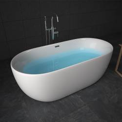 WANNA WOLNOSTOJĄCA CESANA 518B BIAŁA PRZELEW CHROM 160x75 CM CESANA-518B-160X75