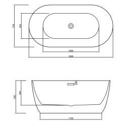 WANNA WOLNOSTOJĄCA CESANA 518A CZARNA PRZELEW CHROM 150x75 CM CESANA-518A-BL-150