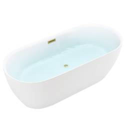 WANNA WOLNOSTOJĄCA CESANA 518A BIAŁA PRZELEW ZŁOTY SZCZOTKOWANY 150x75 CM CESANA-518A-P-GL-BR