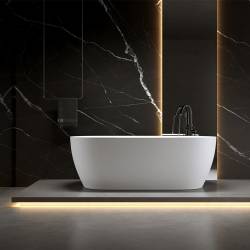 WANNA WOLNOSTOJĄCA CESANA 518A BIAŁA PRZELEW CHROM 150x75 CM CESANA-518A-150X75