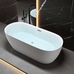 WANNA WOLNOSTOJĄCA CESANA 518A BIAŁA PRZELEW CHROM 150x75 CM CESANA-518A-150X75
