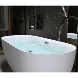 WANNA WOLNOSTOJĄCA CESANA 518A BIAŁA PRZELEW CHROM 150x75 CM CESANA-518A-150X75