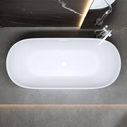 WANNA WOLNOSTOJĄCA CESANA 518A BIAŁA PRZELEW BIAŁY POŁYSK 150x75 CM CESANA-518A-P-WH