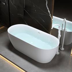 WANNA WOLNOSTOJĄCA CESANA 518A BIAŁA PRZELEW BIAŁY POŁYSK 150x75 CM CESANA-518A-P-WH
