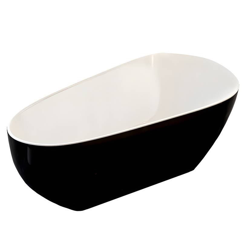 WANNA WOLNOSTOJĄCA BALI CZARNA PRZELEW CHROM 508C 160x80 CM BALI-508C-BL-160X80