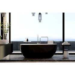 WANNA WOLNOSTOJĄCA BALI CZARNA PRZELEW CHROM 508C 160x80 CM BALI-508C-BL-160X80