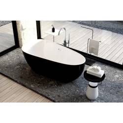 WANNA WOLNOSTOJĄCA BALI CZARNA PRZELEW CHROM 508B 150x75 CM BALI-508B-BL-150X75