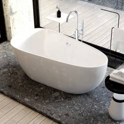 WANNA WOLNOSTOJĄCA BALI 508B BIAŁA PRZELEW CHROM 150x75 CM BALI-508B-150X75