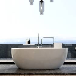 WANNA WOLNOSTOJĄCA BALI 508B BIAŁA PRZELEW CHROM 150x75 CM BALI-508B-150X75