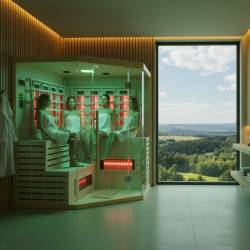 SAUNA SUCHA INFRARED NISKOTEMPERATUROWA ALTA7 5-6 OSOBOWA 180x180 CM ALTA7