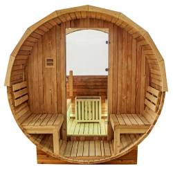 SAUNA OGRODOWA FIŃSKA BECZKA Z PIECEM TROMSO-HG 4-6 OSOBOWA 210x210 CM TROMSO-HG