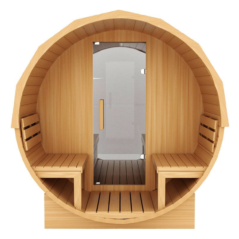 SAUNA OGRODOWA FIŃSKA BECZKA Z PIECEM TROMSO-FG 4-6 OSOBOWA 210x210 CM TROMSO-FG