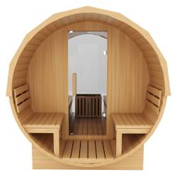 SAUNA OGRODOWA FIŃSKA BECZKA Z PIECEM TROMSO-FG 4-6 OSOBOWA 210x210 CM TROMSO-FG
